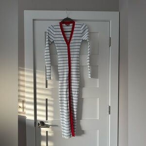 STAUD Red and Blue Striped Sweater dress